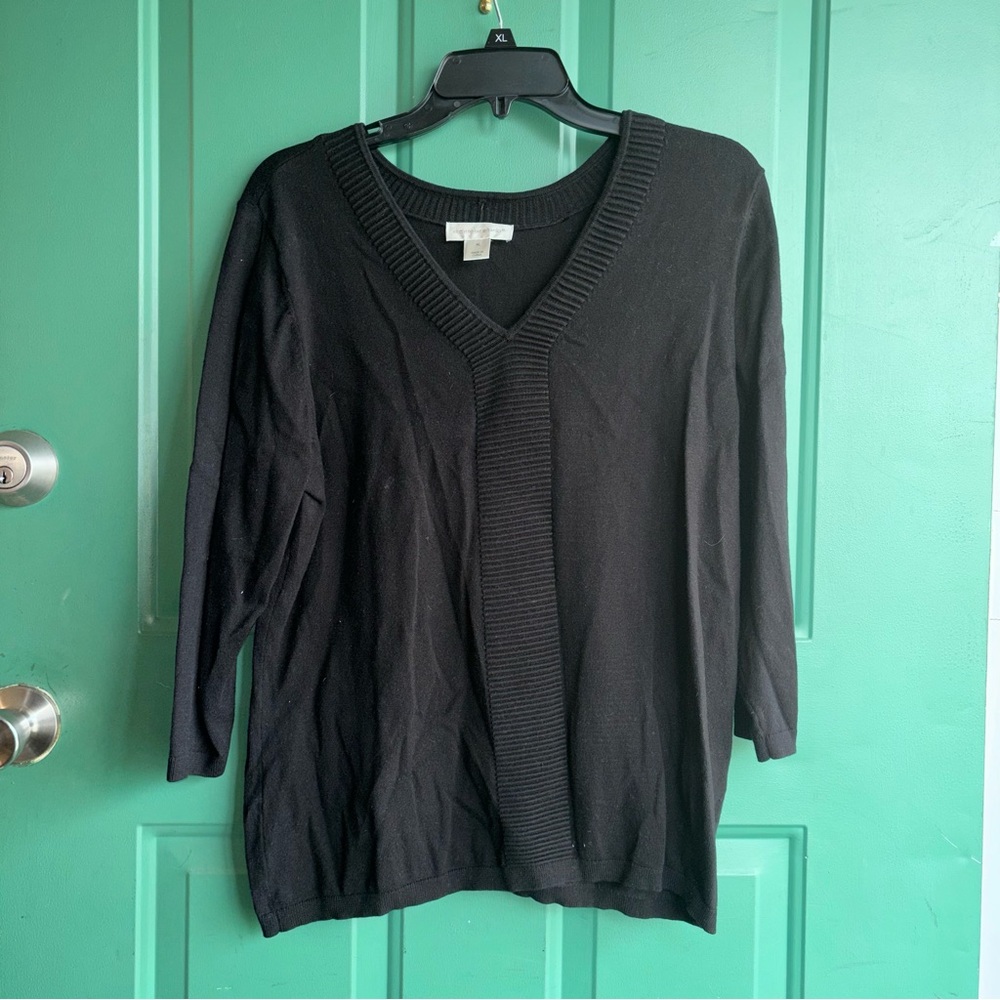 Christopher & Banks XL Black V-Neck Pullover
